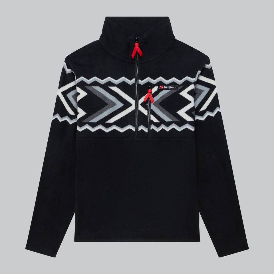 Unisex Prism Printed Trango Half Zip Fleece - Black / Grey