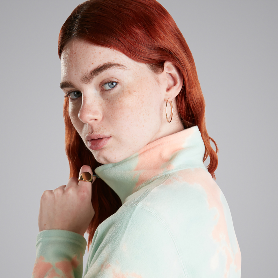 Women's Prism Crop Half Zip Fleece - Light Blue