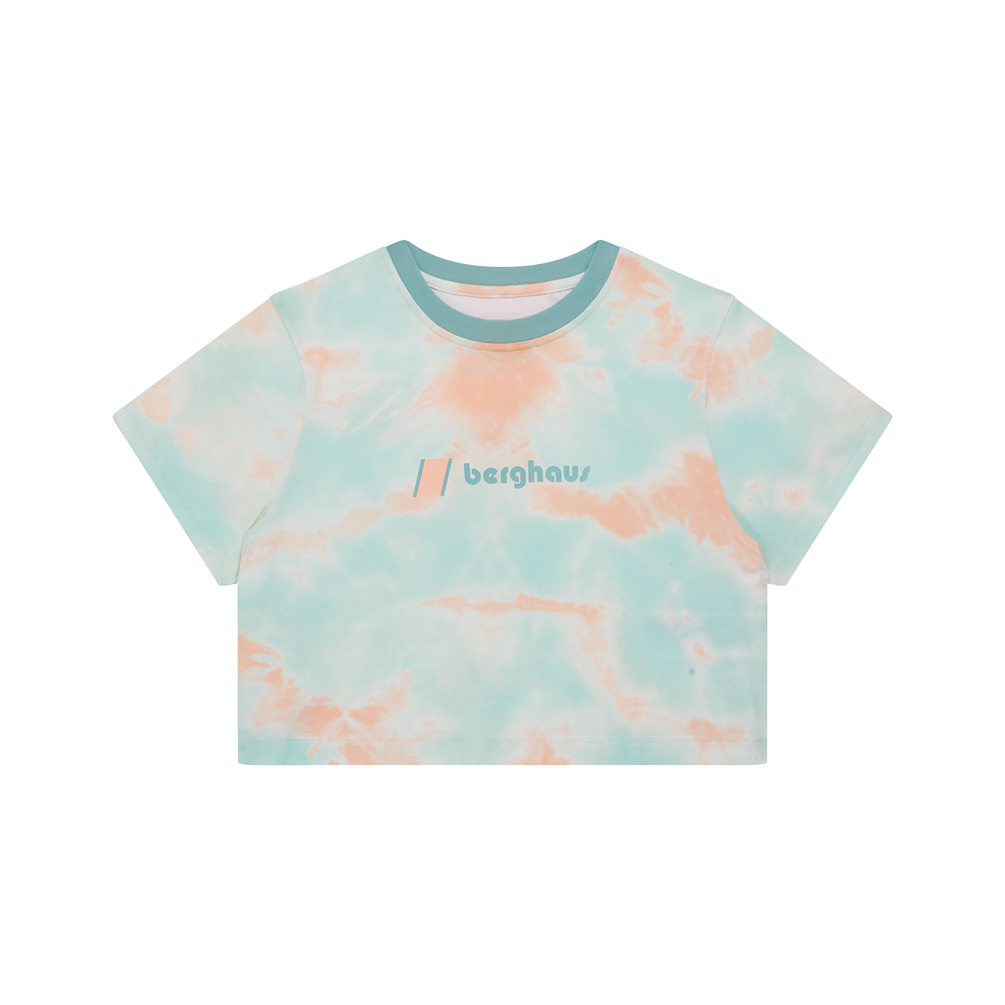 Women's Crop Short Sleeve Tee - Pink / Light Blue