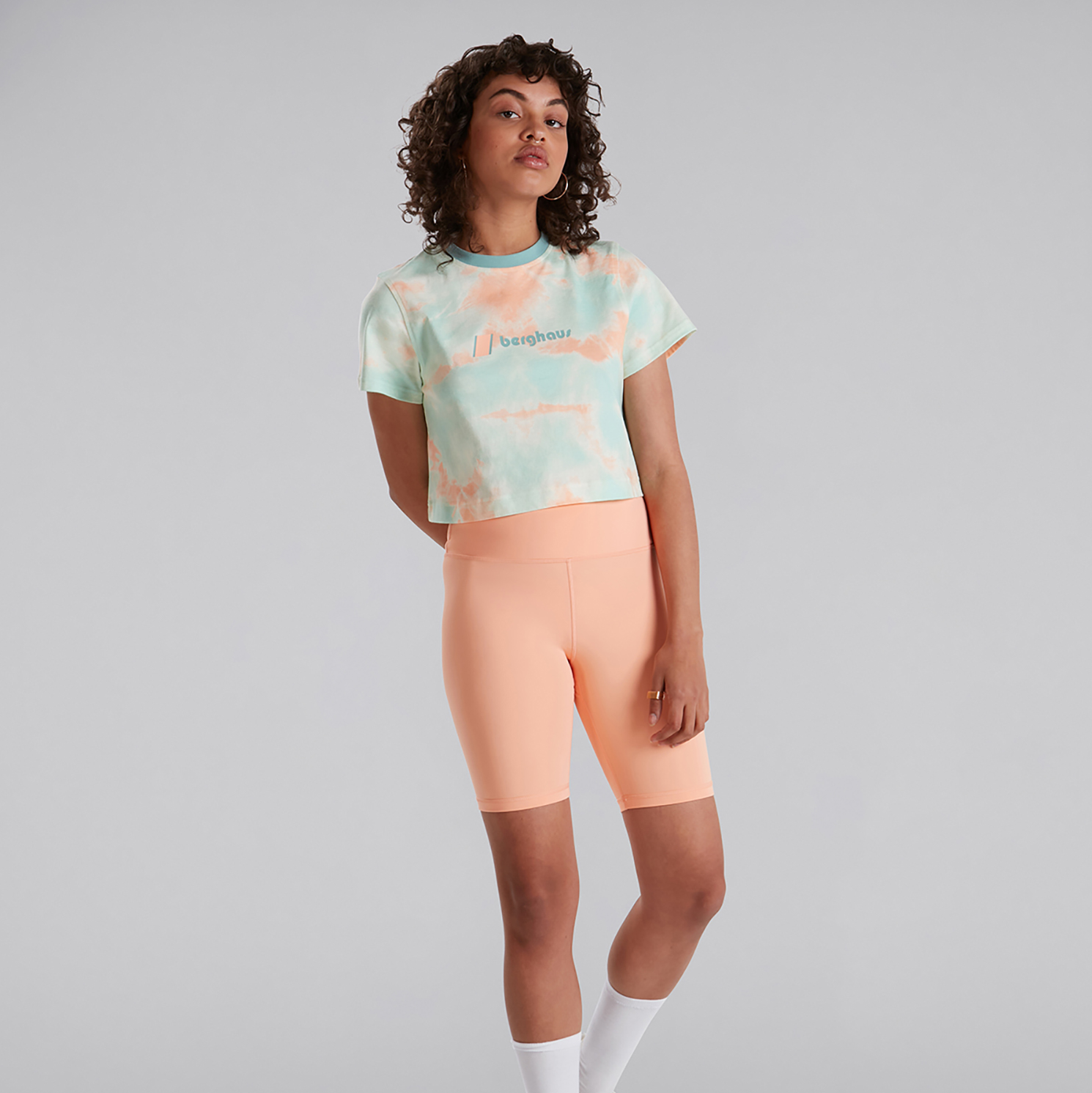 Women's Crop Short Sleeve Tee - Pink / Light Blue