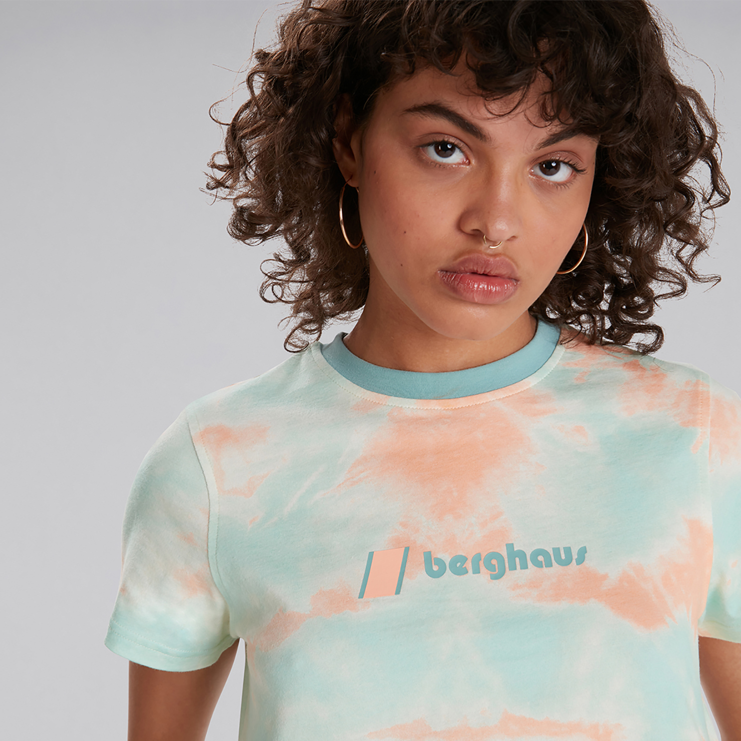 Women's Crop Short Sleeve Tee - Pink / Light Blue