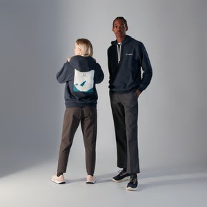 Unisex Heritage Back Print Hoody - Blue - XS