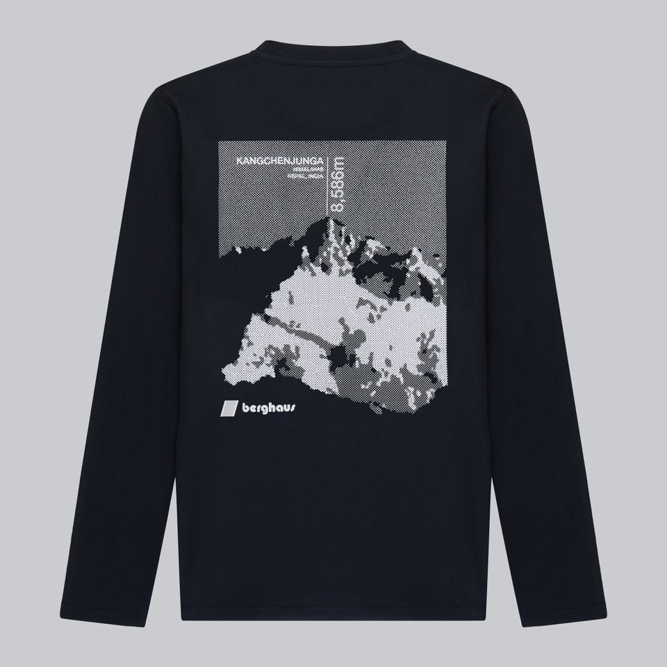 Unisex Kanchenjunga Static Long Sleeve T-Shirts - Black