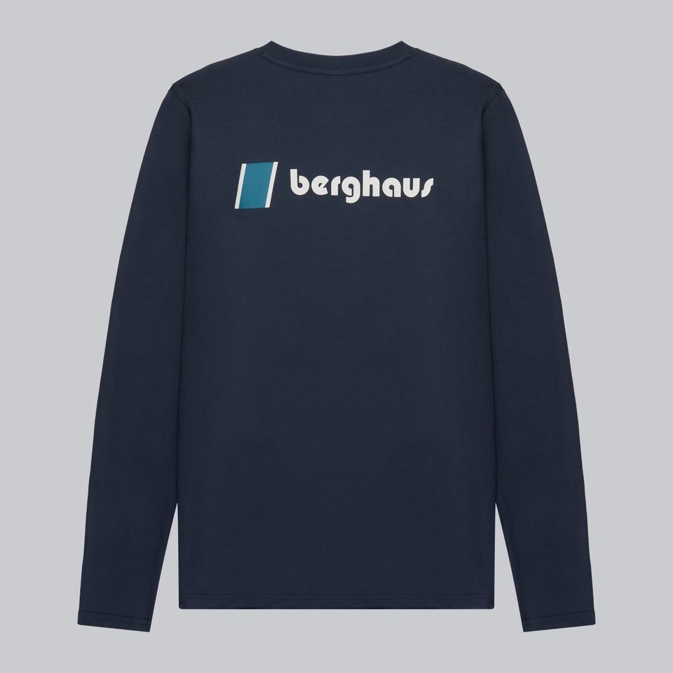 Unisex Organic Heritage Front & Back Logo Long Sleeve Tee - Blue