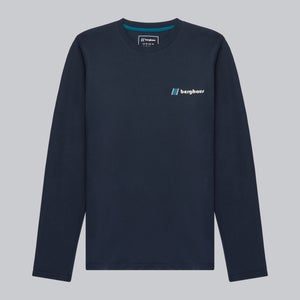 Unisex Organic Heritage Front & Back Logo Long Sleeve Tee - Blue