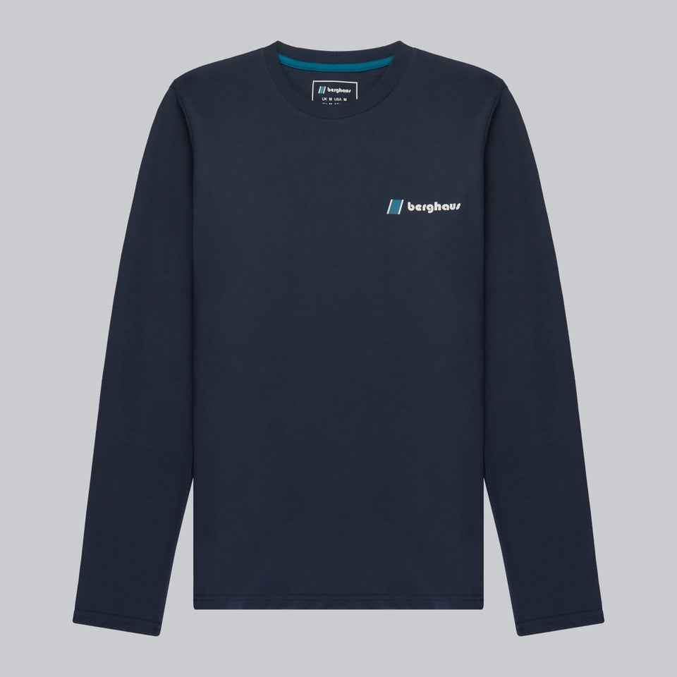 Unisex Organic Heritage Front & Back Logo Long Sleeve Tee - Blue