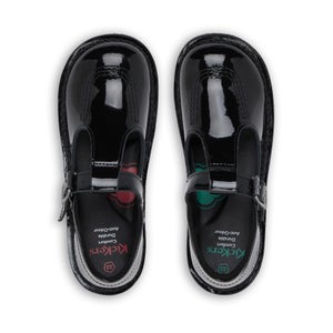 Junior Girls Kick T Bar Patent Leather Black