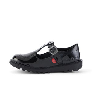 Junior Girls Kick T Bar Patent Leather Black