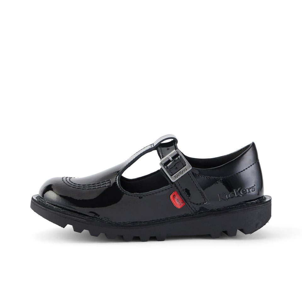 Junior Girls Kick T Bar Patent Leather Black