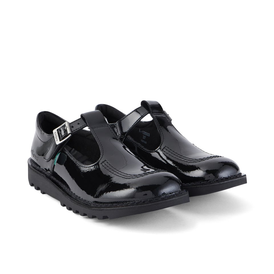 Youth Womens Kick T Bar Patent Leather Black
