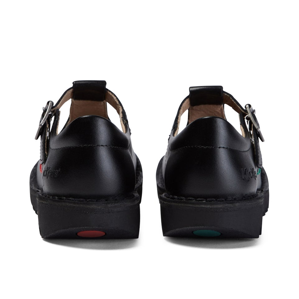 Junior Girls Kick T Bar Leather Black