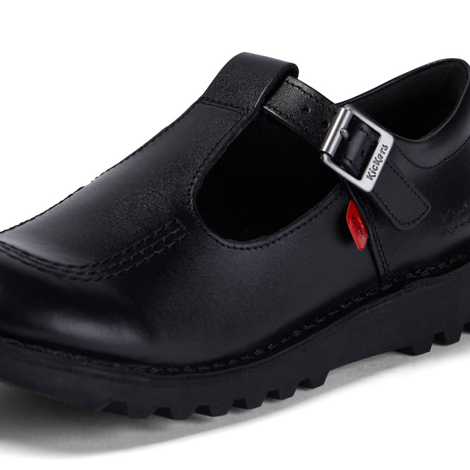 Youth Womens Kick T Bar Leather Black