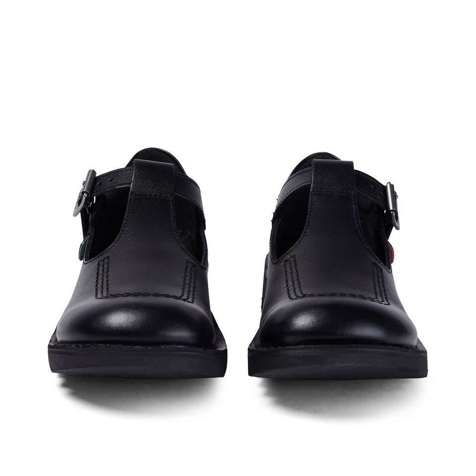 Youth Womens Kick T Bar Leather Black