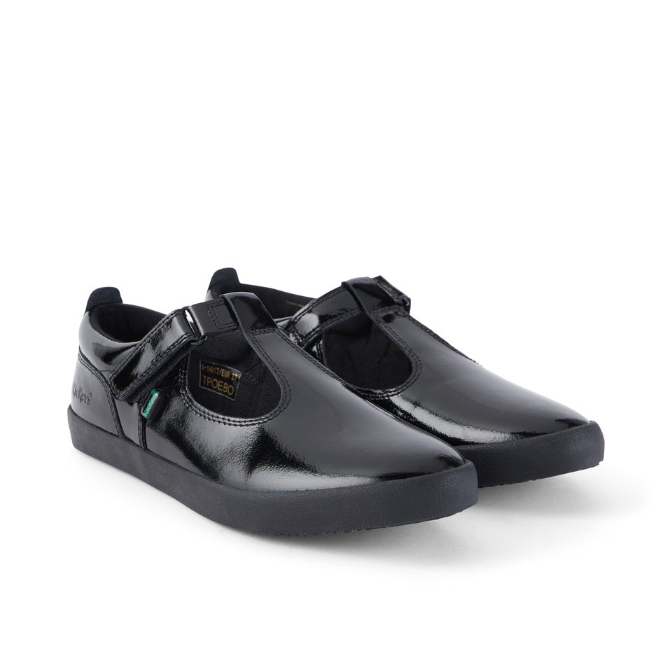 Youth Womens Kariko T Bar Patent Leather Black