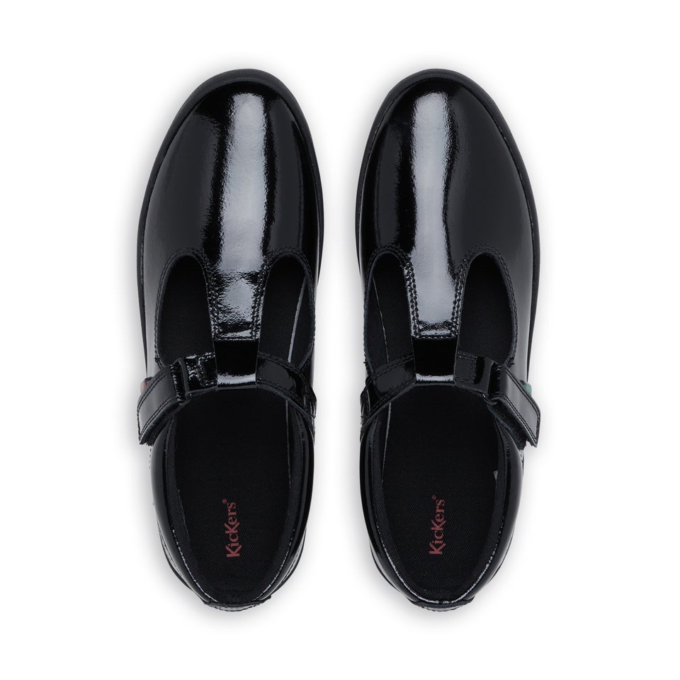 Youth Womens Kariko T Bar Patent Leather Black