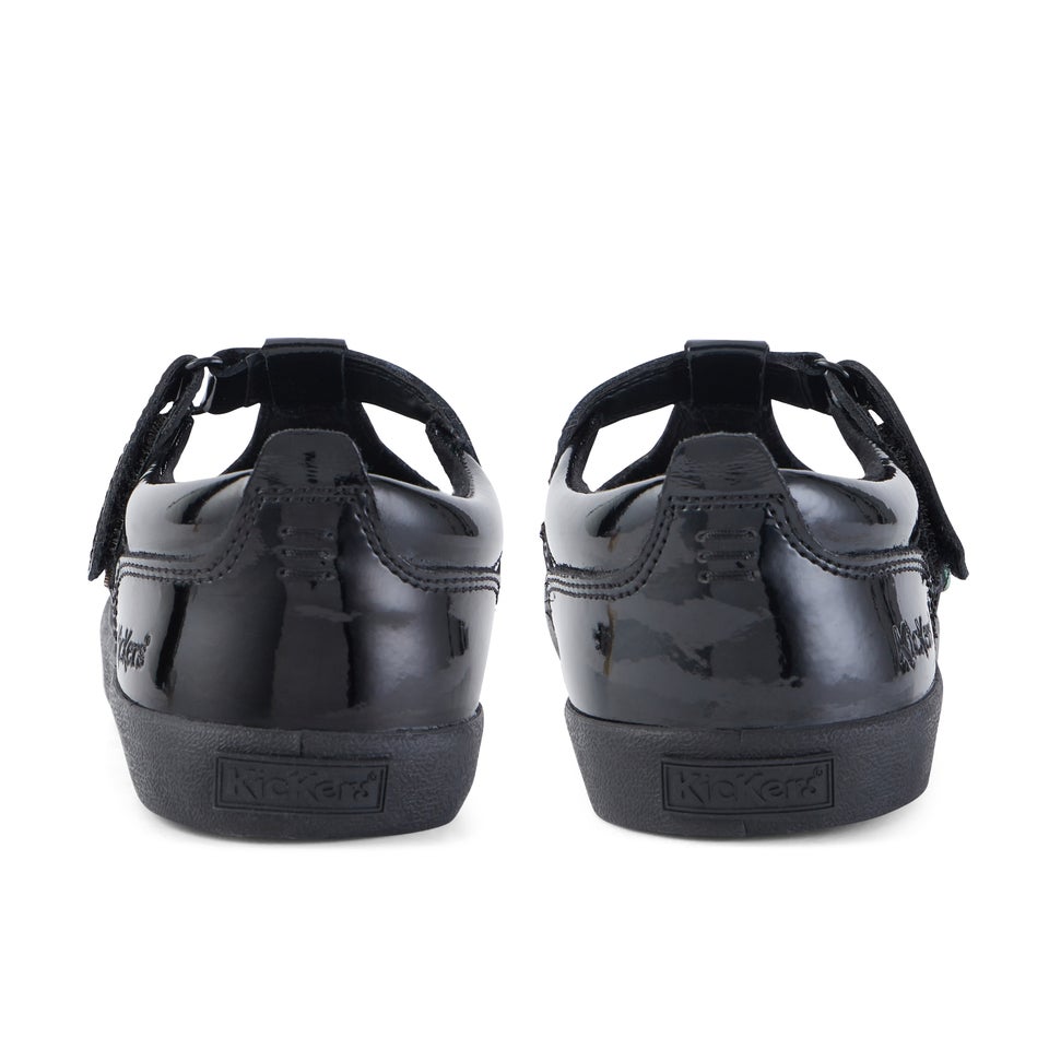 Junior Girls Kariko T Bar Patent Leather Black