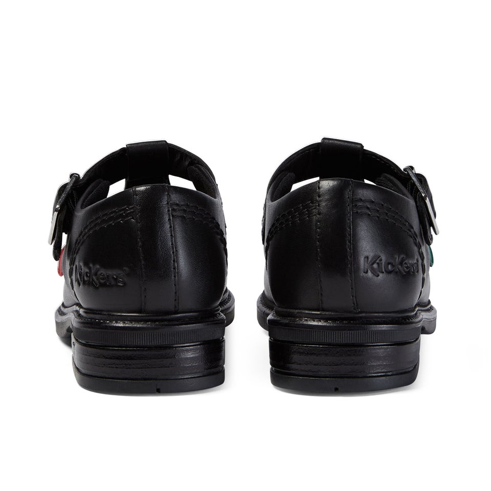 Junior Girls Lach T-Bar Leather Black