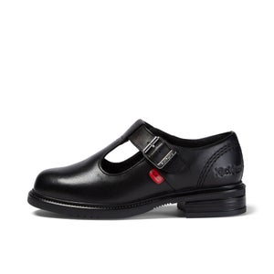 Junior Girls Lach T-Bar Leather Black - 12.5