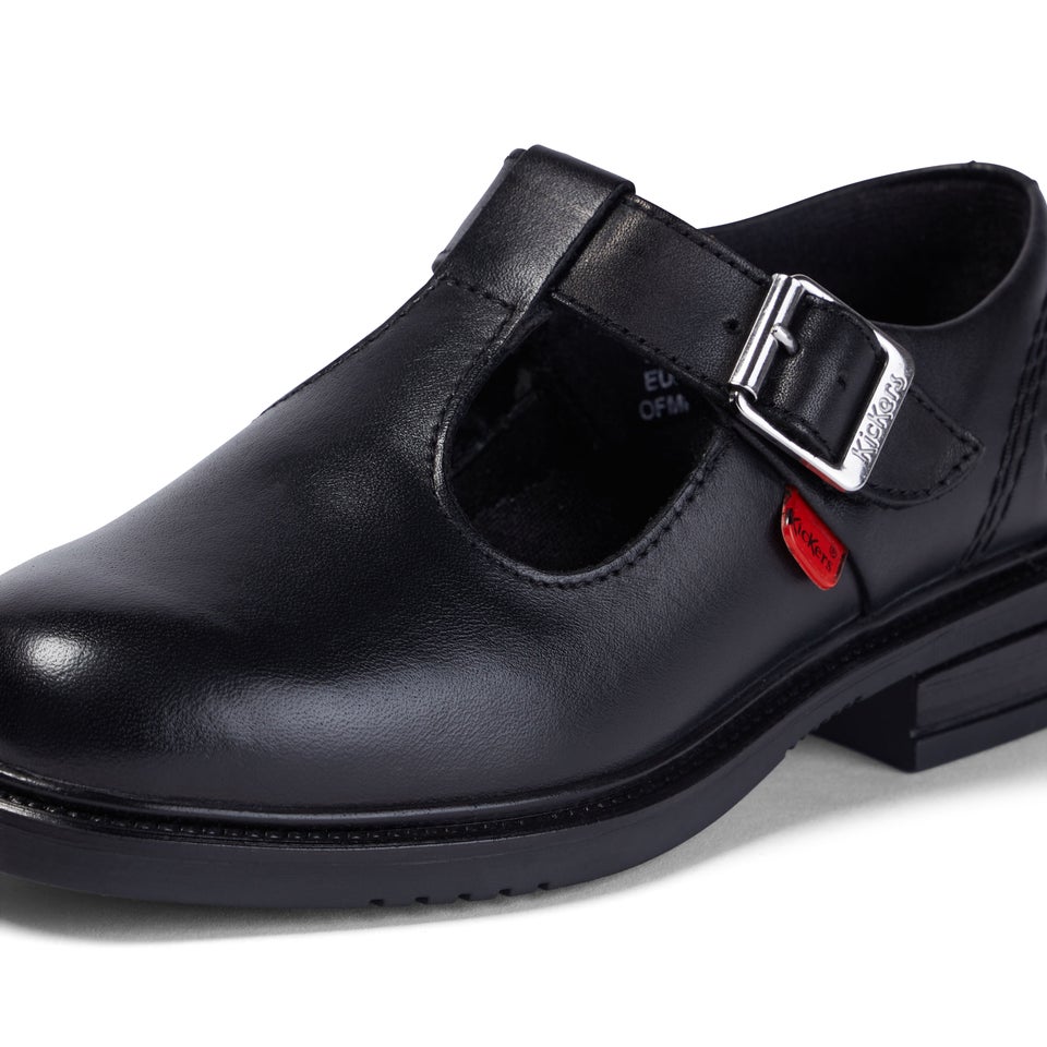 Junior Girls Lach T-Bar Leather Black