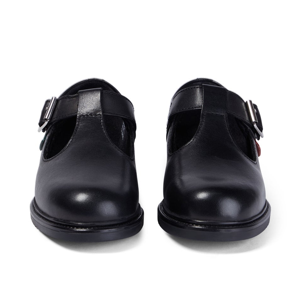 Junior Girls Lach T-Bar Leather Black