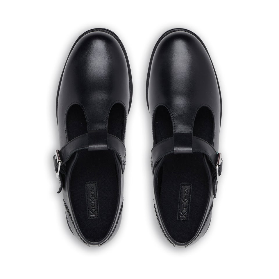Youth Womens Lach T-Bar Leather Black