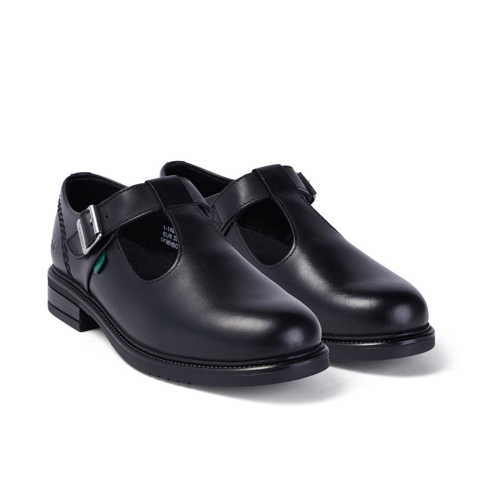 Youth Womens Lach T-Bar Leather Black