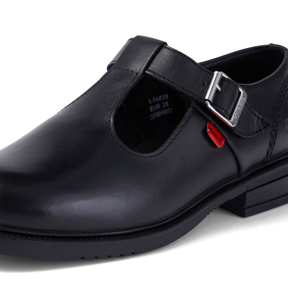 Youth Womens Lach T-Bar Leather Black