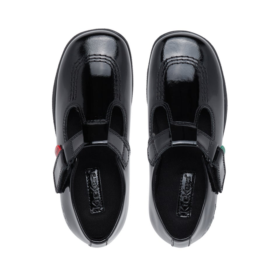 Junior Girls Fragma T-Bar Patent Leather Black