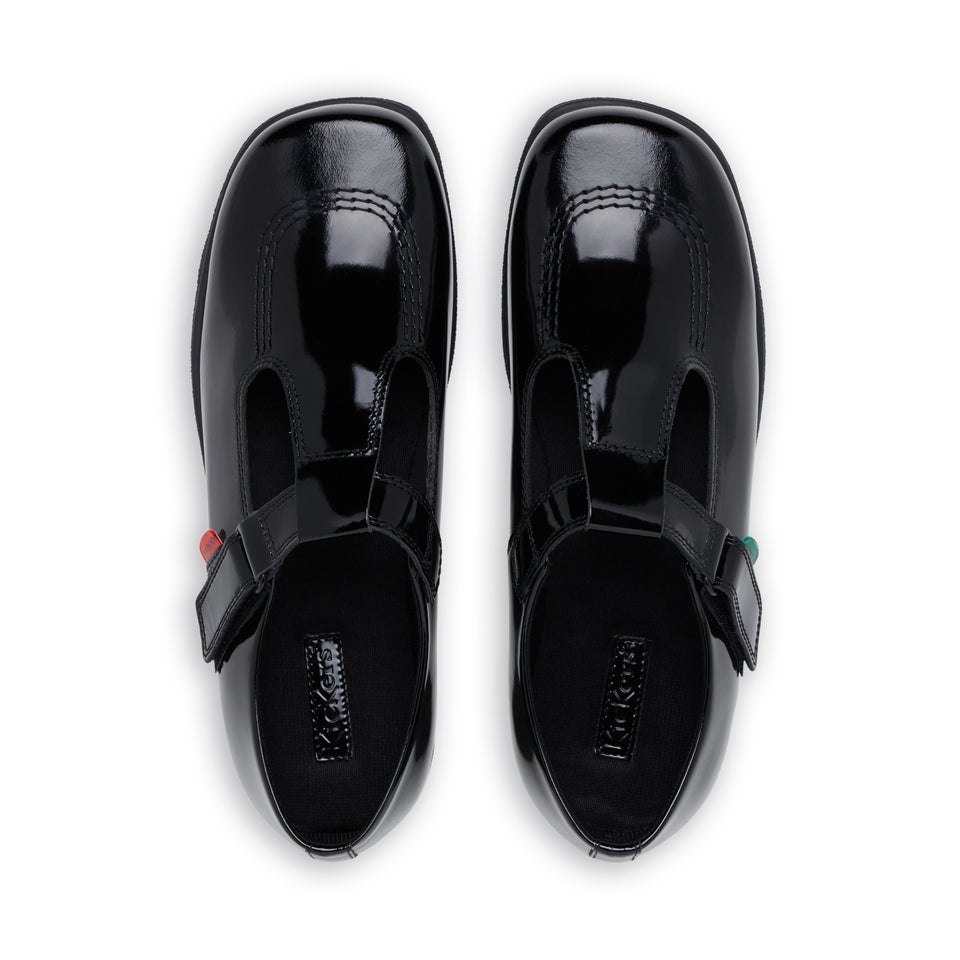 Youth Womens Fragma T-Bar Patent Leather Black