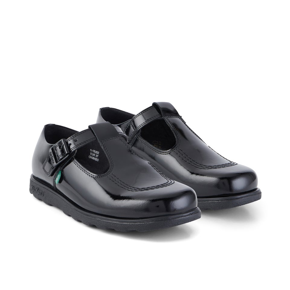 Adult Womens Fragma T-Buckle Patent Leather Black