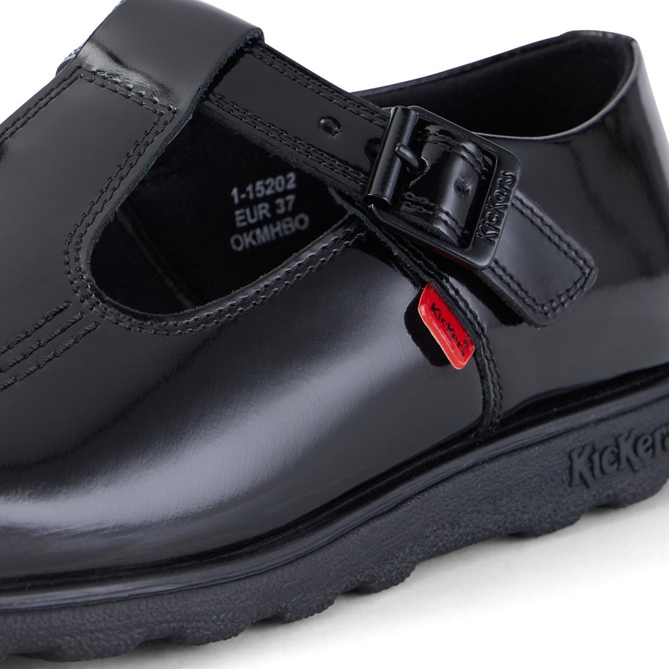 Adult Womens Fragma T-Buckle Patent Leather Black