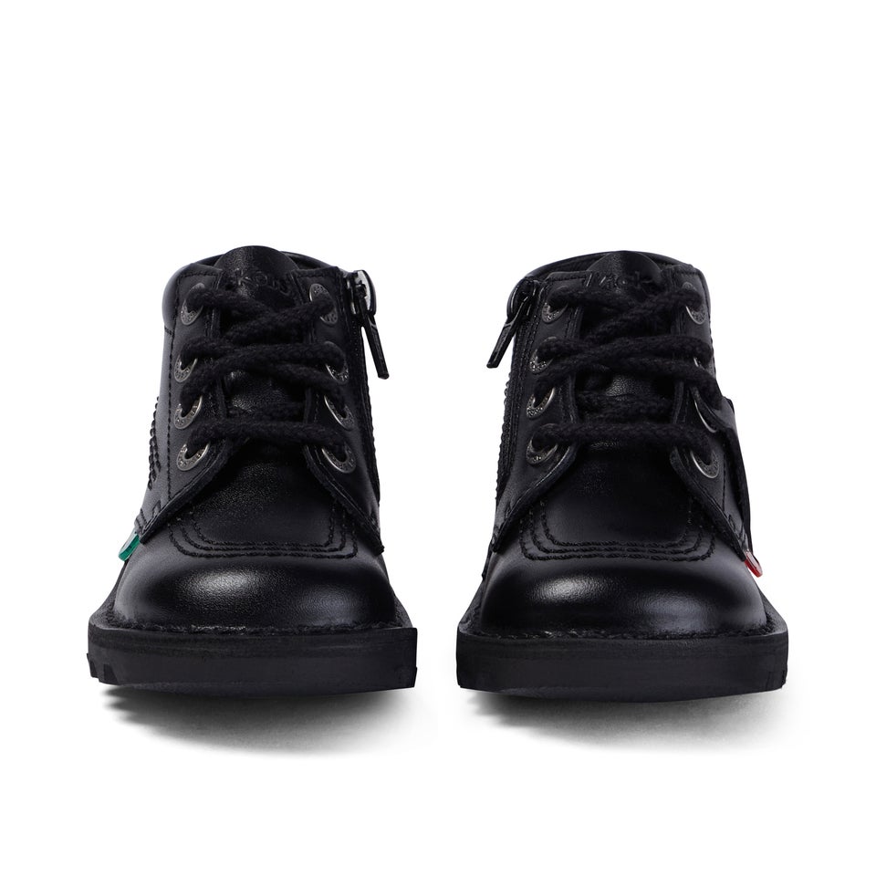 Infant Unisex Kick Hi Zip Leather Black
