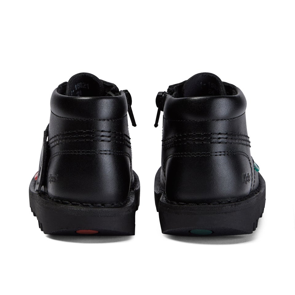 Infant Unisex Kick Hi Zip Leather Black