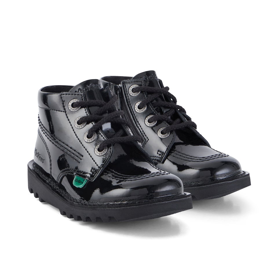 Infant Unisex Kick Hi Zip Patent Leather Black