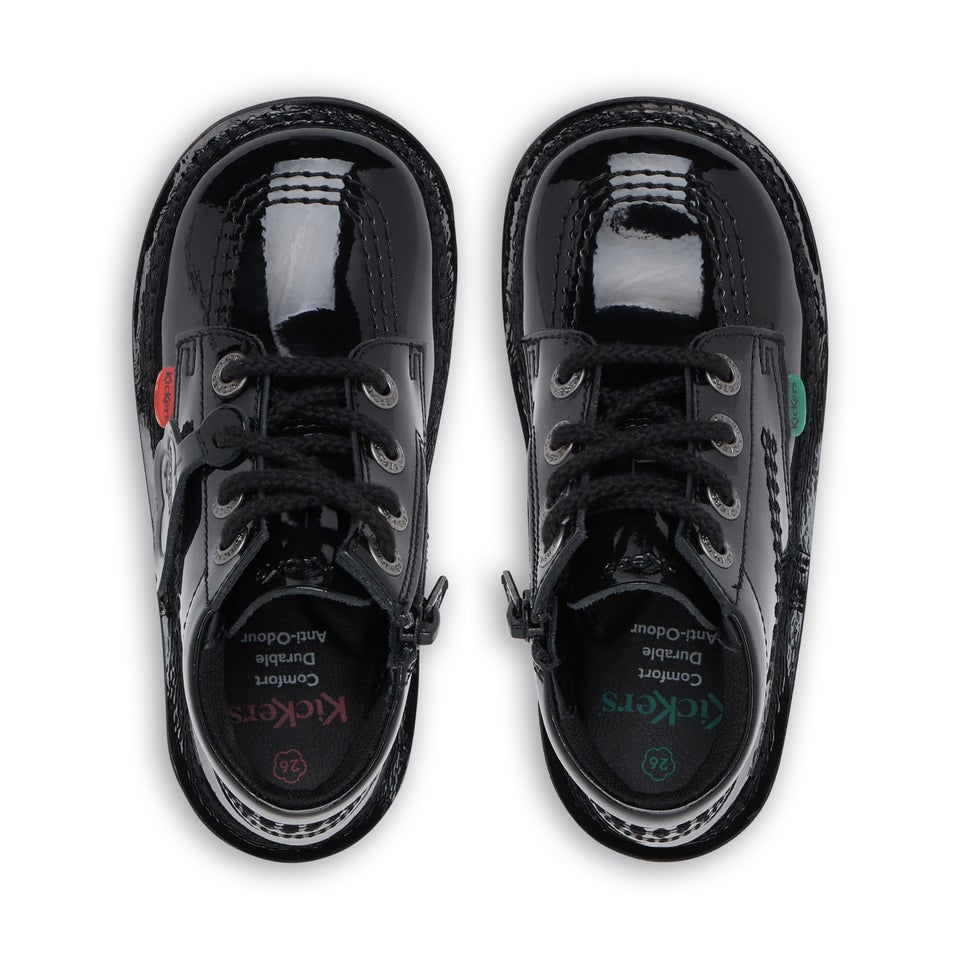 Infant Unisex Kick Hi Zip Patent Leather Black