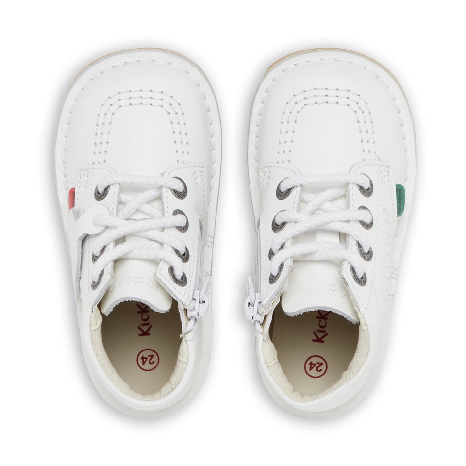 Infant Unisex Kick Hi Zip Leather White