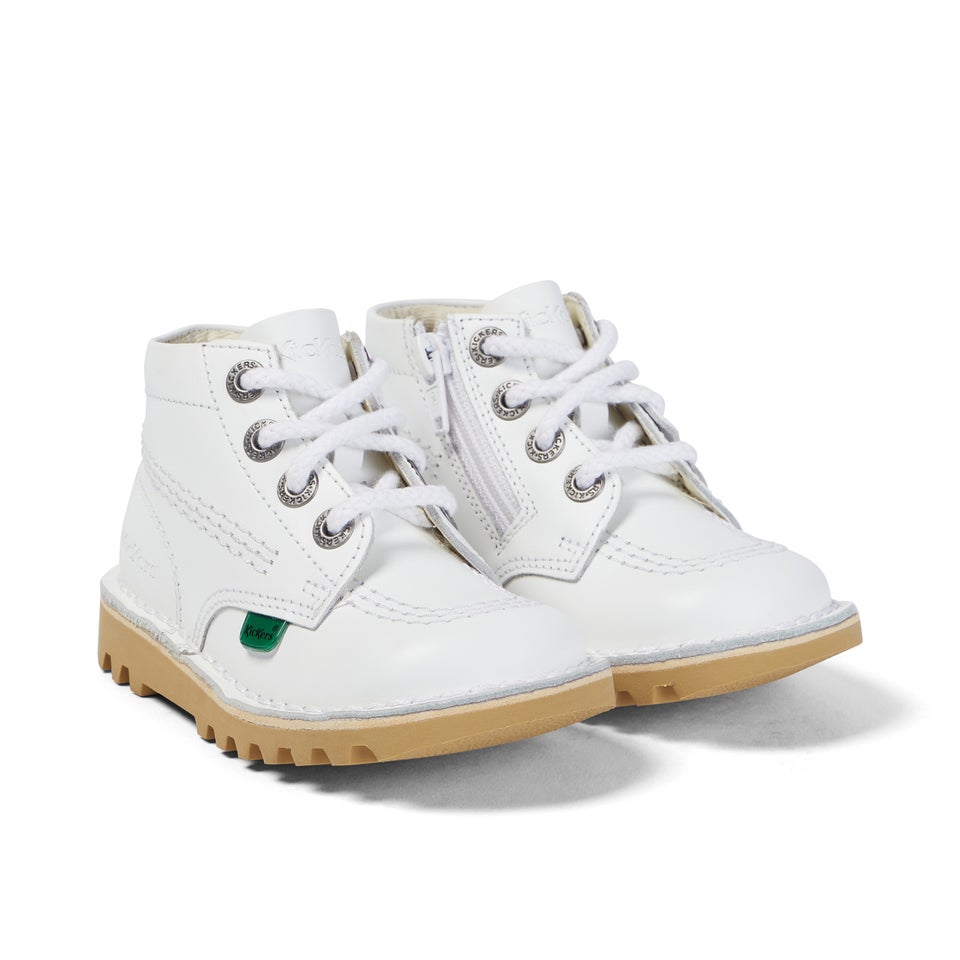 Infant Unisex Kick Hi Zip Leather White