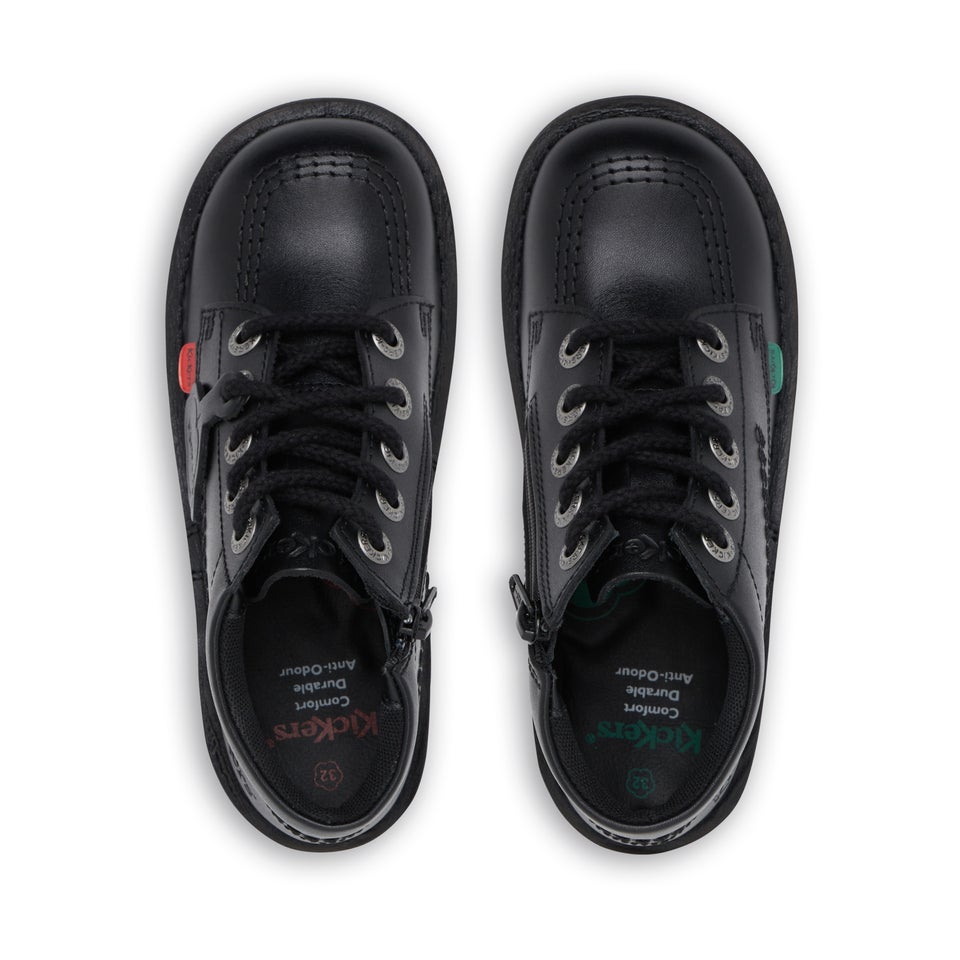 Junior Unisex Kick Hi Zip Leather Black