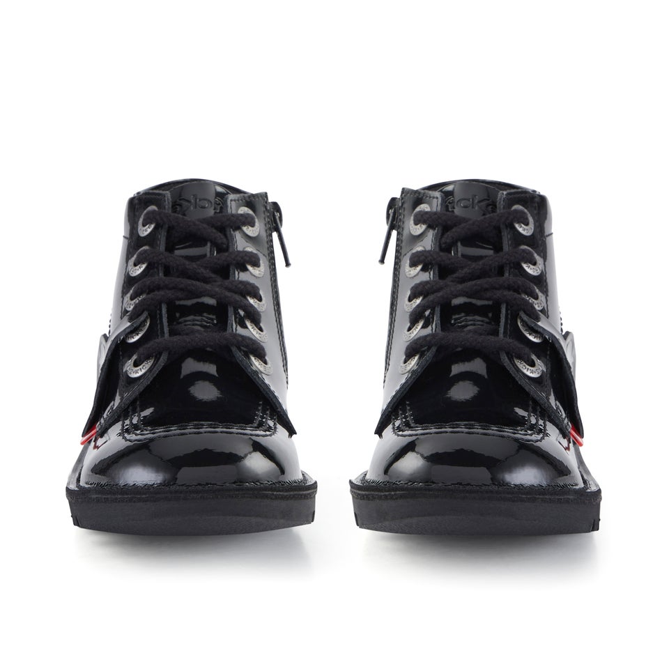 Junior Unisex Kick Hi Zip Patent Leather Black
