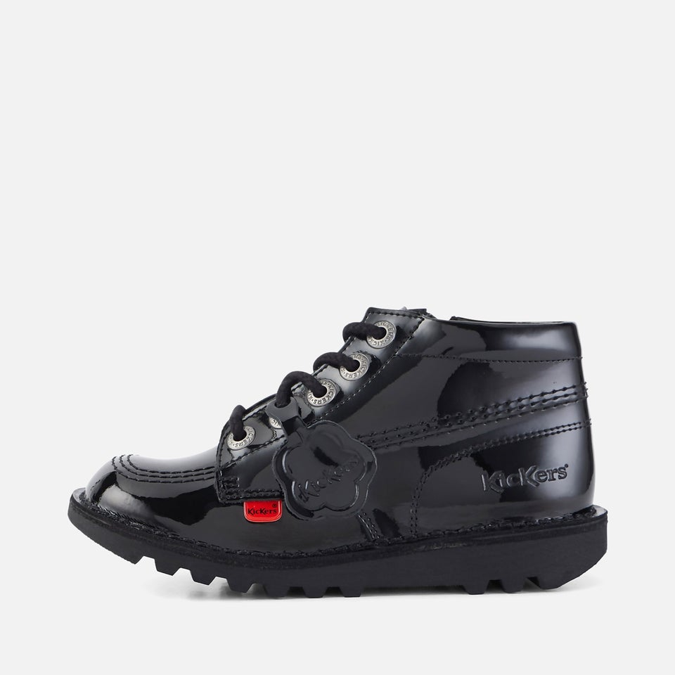 Junior Unisex Kick Hi Zip Patent Leather Black