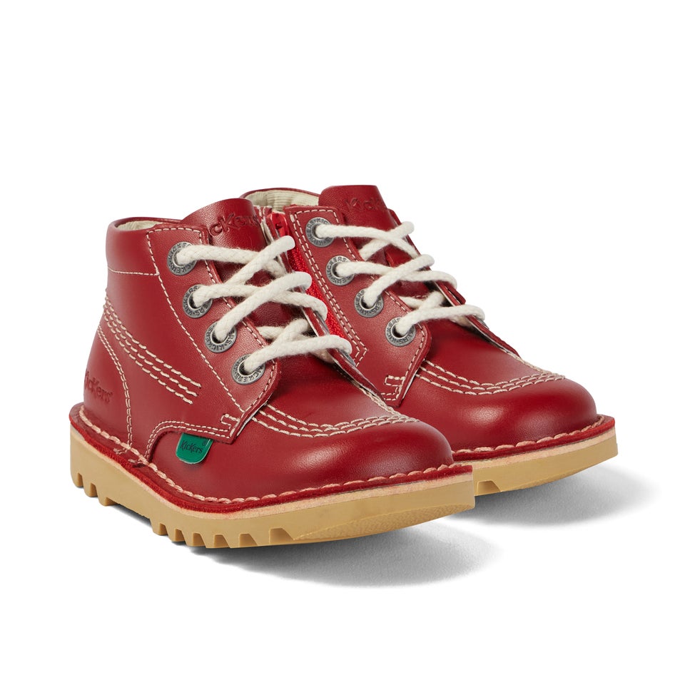 Infant Unisex Kick Hi Zip Leather Red