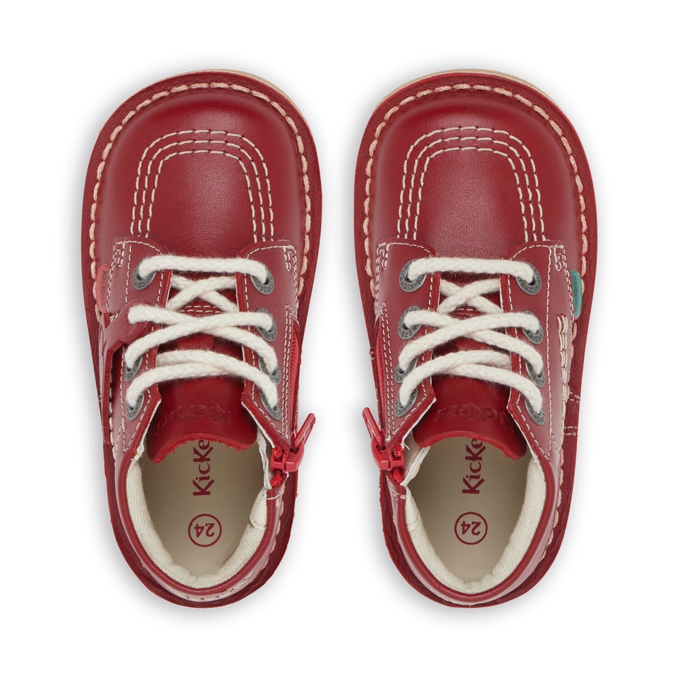 Infant Unisex Kick Hi Zip Leather Red