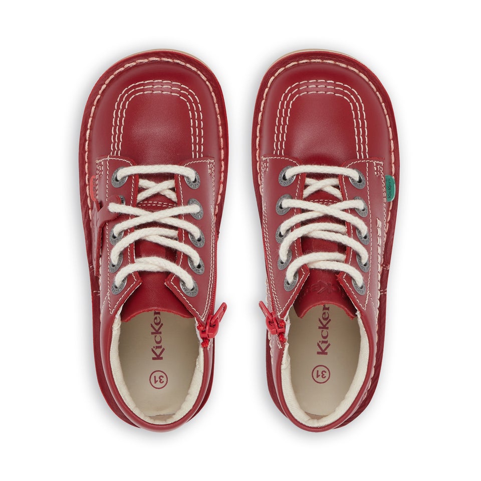 Junior Unisex Kick Hi Zip Leather Red