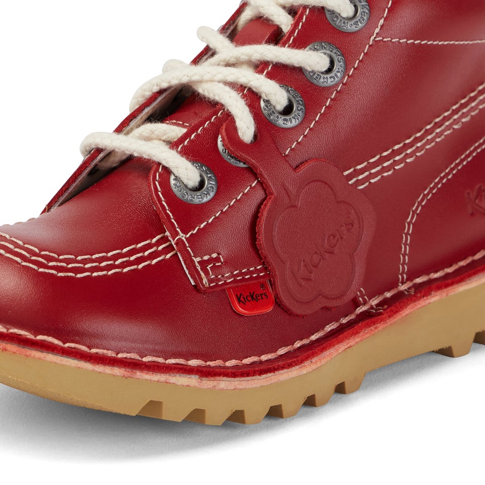 Junior Unisex Kick Hi Zip Leather Red