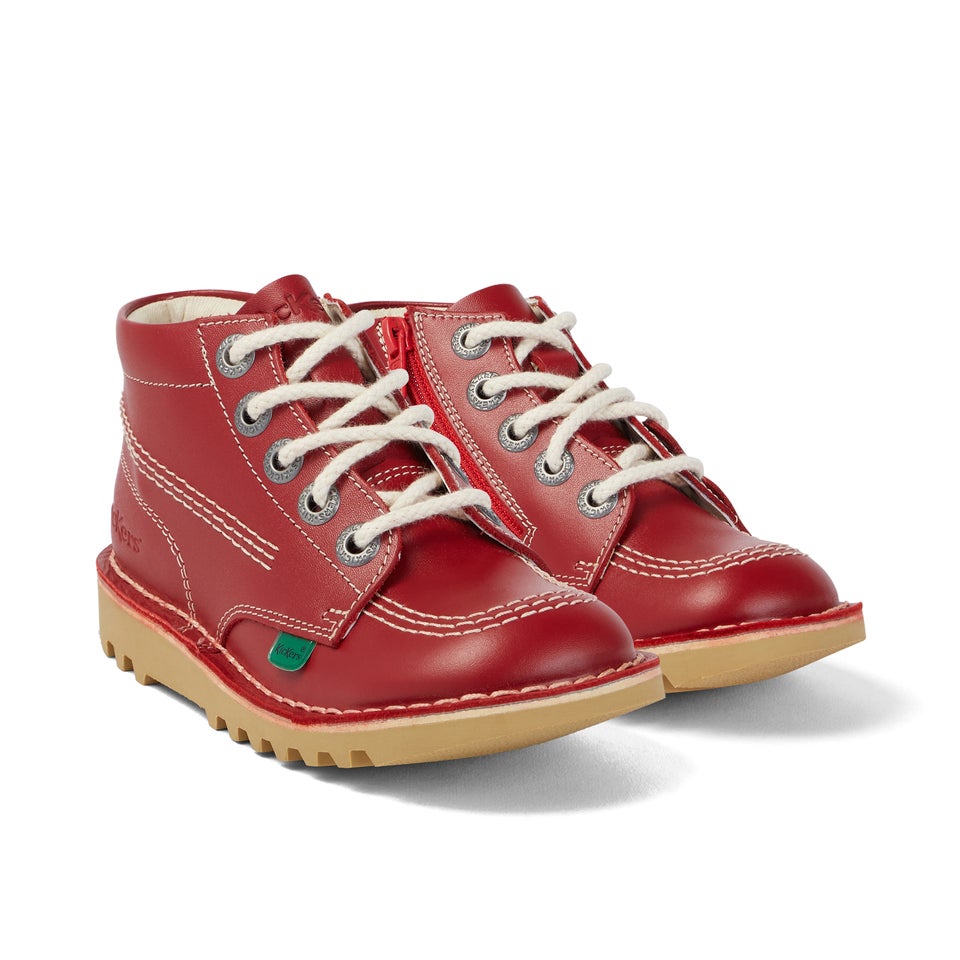 Junior Unisex Kick Hi Zip Leather Red