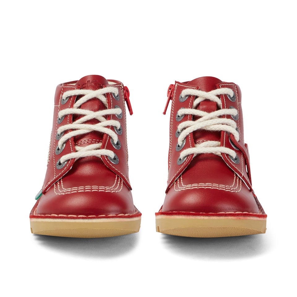 Junior Unisex Kick Hi Zip Leather Red