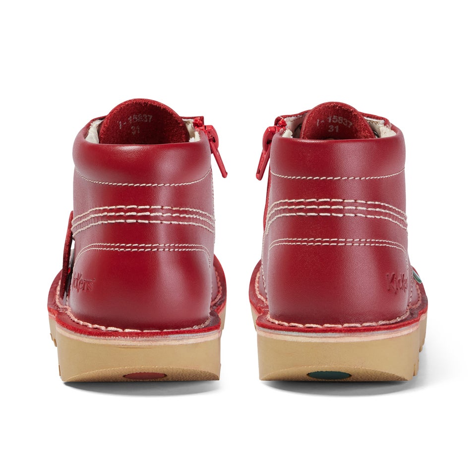 Junior Unisex Kick Hi Zip Leather Red