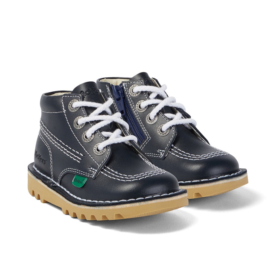 Infant Unisex Kick Hi Zip Leather Navy