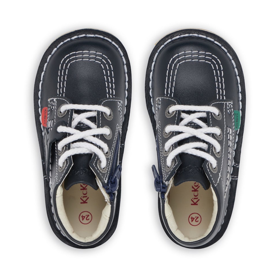 Infant Unisex Kick Hi Zip Leather Navy