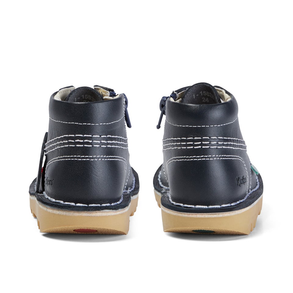 Infant Unisex Kick Hi Zip Leather Navy